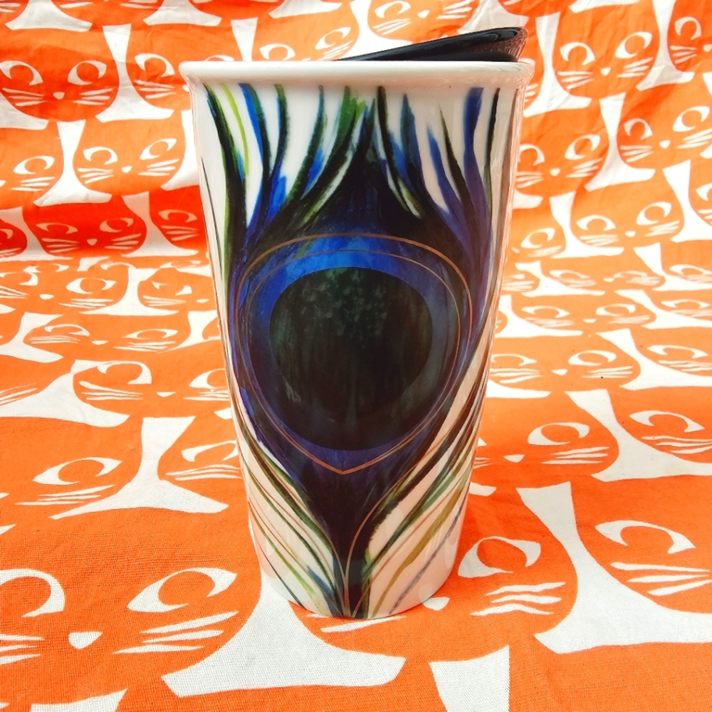 GORGEOUS Starbucks 2013 Tumbler New unused and rare Peacock feather design